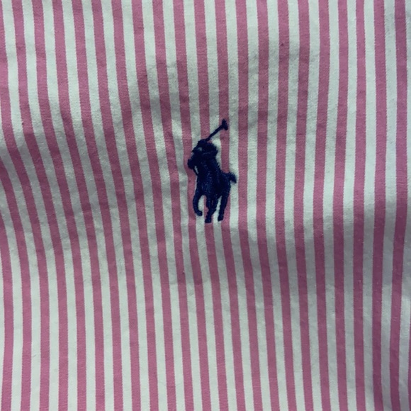 Men’s Large Pink striped Polo Button down - Picture 2 of 4